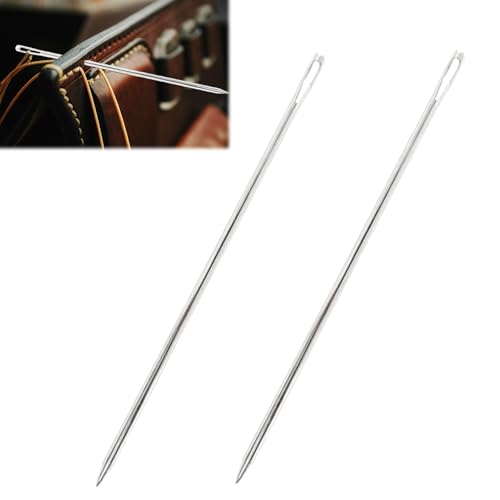keyxer - 2 Stück Extra lange Webnadeln mit großem Öhr für Möbel - 6 Zoll (15 cm) Straight Hand Nähnadeln ausrostfreiem Stahl, einfach einzufädeln für Leder, Tapete und dicke Stoffe