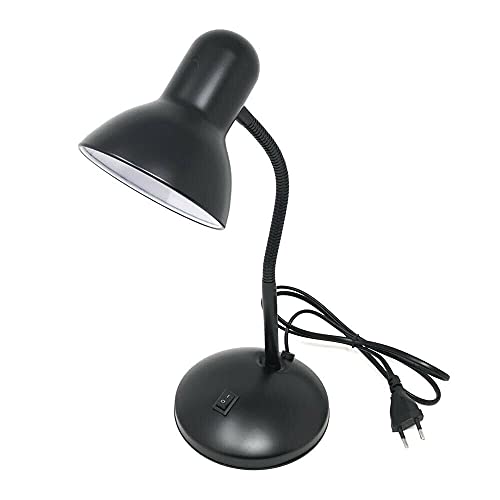 Gloriashoponline LAMPADA LUMETTO DA TAVOLO SCRIVANIA SNODABILE LUME PORTA LAMPADINA E27 NERO