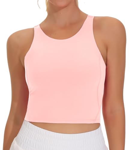 Image of THE GYM PEOPLE Women Sports Bra Sleeveless Padded Running Workout Tank Tops | U-Shaped Beauty Back, High-stretch fabric, Crop design, Sleeveless, Removable pads, Ideal for workout and daily wear