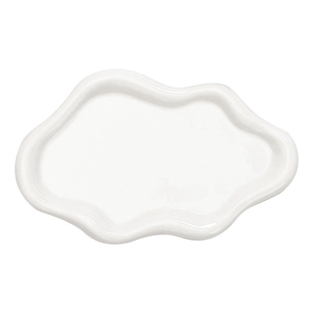 CTRLZS Ceramic Jewelry Tray Dish for Ring Key Trinket Cloud Shape Decor Jewelry Plate Holder Bedroom Decor Aesthetic Gift A