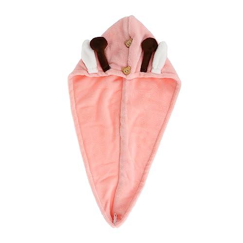 DECORNIJIA Gorro de Ducha para Cabello seco Gorro de Natacion Mujer Toallas Towel Suave Gorro de Pelo de Secado rápido baño Secado de Cabello Toalla para secar la Cabeza vellón de Coral Rosa