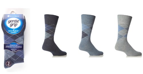 HDUK Mens Socks 3 Paires Pour Hommes Poignée Douce HoneyCombe Top Chaussettes Non-élastiques by Drew Brady/Divers Coloris design au choix parmi/tailles UK 6-11 et 12-14 - Homme, Bleu, 39-45