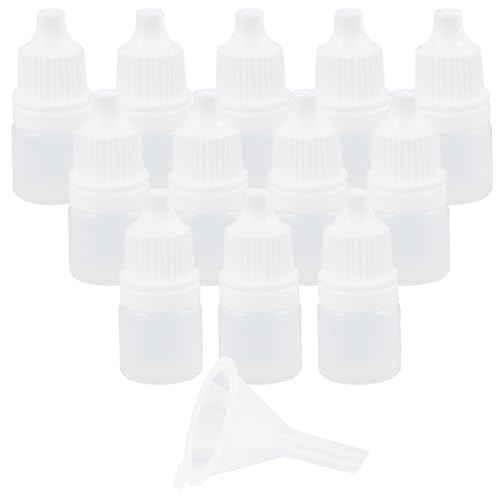 OSALADI 12 Frascos Cuentagotas de Plástico Blanco de 3 Ml Botellas Exprimibles Pequeñas Reutilizables Tapa Hermética y Tapón para Gotas Oftálmicas Aceites y Soluciones Salinas