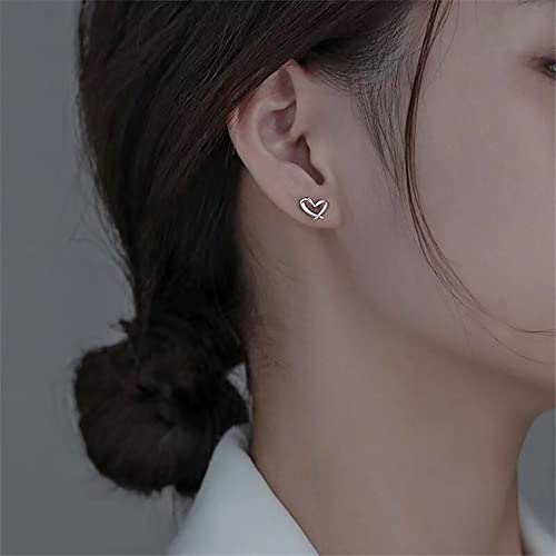 Reffeer Solid 925 Sterling Silver Tiny Heart Stud Earrings for Women Teen Girls Love Heart Stud Earrings2
