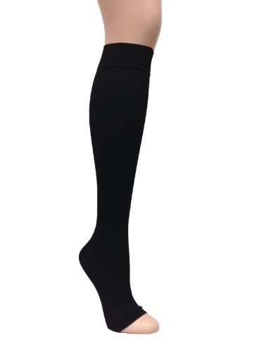 Image of GABRIALLA Microfiber Graduated Compression Open Toe Knee High Stockings (25-35 mmHg) H-304 3 Pack
