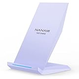 NANAMI ワイヤレス充電器 Qi認証 iPhone 17/16/15/14/13/12/11/SE/8シリーズ Galaxy S25/S24/S23/S22/21(Ultra)/S20 各機種対応 USB Type-C端子 Quick Charge 3.0 最大15W出力 急速 置くだけ充電 スマホスタンド ワイヤレスチャージャー 日本語取扱説明書付属 新生活応援 春のギフト パープル