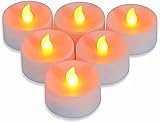 BrightDaily 6 Stück übergroße Teelichter, batteriebetrieben mit Timer, flammenlose Teelichter, 5,5 x 3,8 cm, bernsteinfarben, großes Teelicht, Tischdekoration, Hochzeit