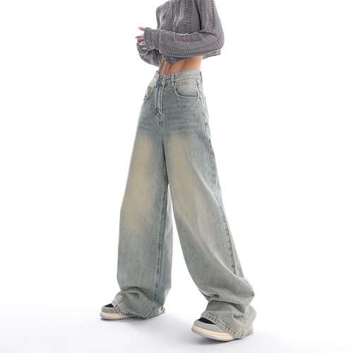 Viatabuna Women's Baggy Wide Leg Jeans Casual High Waisted Washed Retro Denim Pants Y2K Loose Fit 90s Mom Boyfriend Jeans3