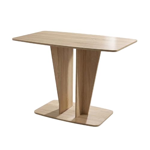 Rodnik Esstisch Polaris 110x70 cm, Säulentisch platzsparend kompakter Esszimmertisch mit abgerundeten Ecken, modern, elegant (Eiche Sonoma)