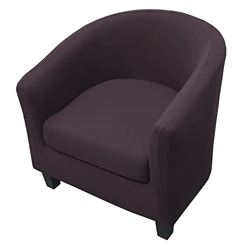 WOMACO 2 Pieces Club Chair Slipcover Printed Stretch Armchair Tub Round Barrel Swivel Chair Covers withc Cushion Cover Elastic Bottom Sofa Furniture Protector for Tullsta (1, Coffee)