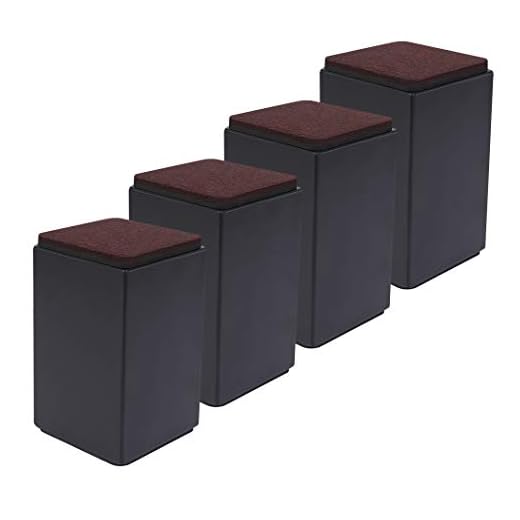 Set of 4 Bed Furniture Risers - Lifts Height 4” - Heavy Duty Solid Steel Risers for Sofa, Table, Chair with Bottom Felt Pad, Protect Floors and Surfaces, Risers Can't be Moved
