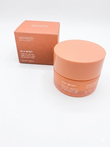 Vagheggi Delay Infinity Crema Notte Age Proof 50ml, Crema Viso Notte Nutriente con Acmella Oleracea e Acido Ialuronico, Made in Italy