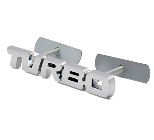 Image of 1X Metal Turbo Grille Front Emblem 3D Badge Sticker Replacement for Universal Cars (Silver)