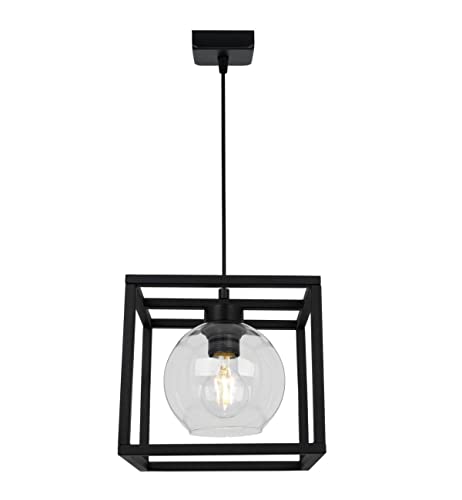 Light-Home Haga Cage Hängelampe - Deckenlampe für Wohnzimmer Schlafzimmer und Esszimmer- Pendelleuchte aus Metall und Glas - E27 -Transparent - 1-Flammig Light-Home Haga Cage Hängelampe - Deckenlampe für Wohnzimmer Schlafzimmer und Esszimmer- Pendelleuchte aus Metall und Glas - E27 -Transparent - 1-Flammig
