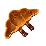 Cartoon Bread Ceramic Plates Set Dipping Dishes for Fruits, Desserts, BBQ, Oven and Dishwasher Safe Bread-Shaped Saucers (12.5 * 8 * 2cm)