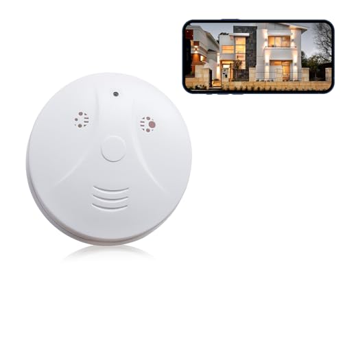 Home Security Camera WiFi HD 1080P Smoke Detector Camera with Audio and Video for Keeping Eyes on Home Warehouse Bedroom for Business, Baby Monitor