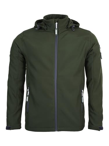 Two Bare Feet Men's Softshell Jacket - 8K Water Resistant, Breathable, Lightweight Work Jacket, Windproof Outdoor Hiking Coat for Rainy and Cold Weather (L, Khaki)