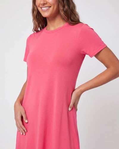 Image of Real Essentials 3 Pack: Women's Short Sleeve T Shirt Dress Swing Loose Casual Lounge Everyday Outfit (Available in Plus)