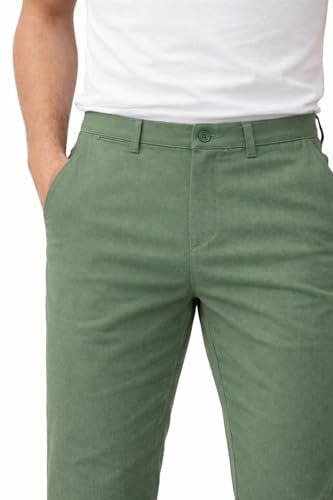 Image of DENRO Men's Slim Fit Cotton Stretch Trousers | Smart Casual & Workwear Pants for Office Use | 98% Cotton 2% Spandex Fabric | Mid-Rise Tailored Fit | Sizes 28-38