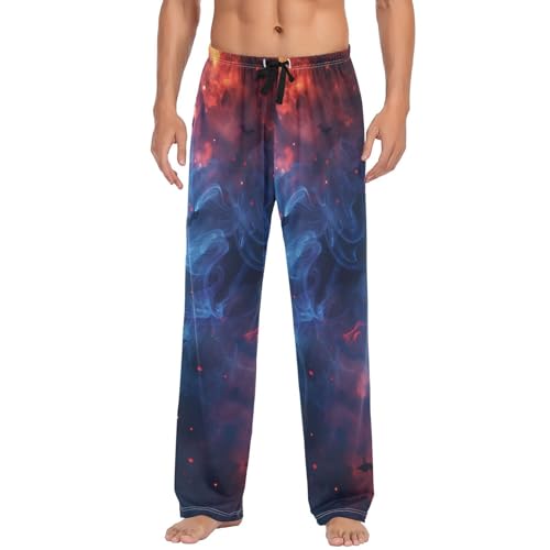 Men's Pajama Pants Halloween Mist Bats Sleep Pajama Lounge Pant with Pockets, Elastic Waistband