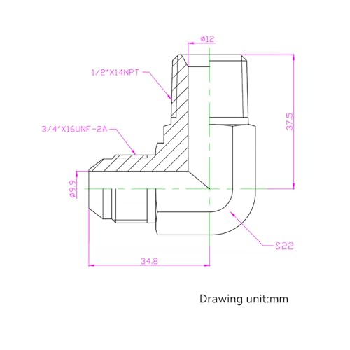 Image of HFS(R) 1 /2 inch Male NPT to 1 /2 inch Male JIC Elbow 90 Flare Pipe Fitting 304 Stainless Steel (1 /2 inch MNPT x 1 /2 inch MJIC)