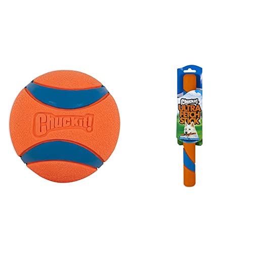 Chuckit! 3-inch Ultra Ball, Large, Multicolor, Pack of 1 & Ultra Fetch Stick Outdoor Dog Toys, for All Breed Sizes Medium