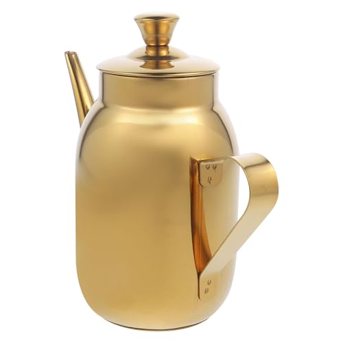 MOKKHNB Botella de Aceite Multifunción de Acero Inoxidable 300ml Dorada Filtro para Cocina, Dispensador Práctico de Vinagre y Salsa, Accesorio Doméstico para Almacenamiento y Control