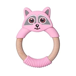 Teething Ring Silicone Teether Baby Teether Toys Infant Teething Toys Safe Food Grade Silicone Gums Massage Discomfort Relief Raised Textures Lovely Appearance Easy to Grip for