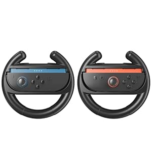 WEOTOO Steering Wheel Compatible with Switch 2 JoyCon Controller, 2 Pack Racing Wheels Compatible with Switch 2 JoyCon Accessories, Realistic Racing Experience with Comfortable Grip – Black