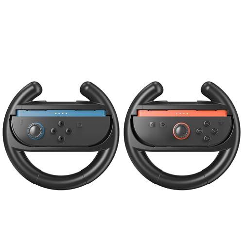 WEOTOO Steering Wheel Compatible with Switch 2 JoyCon Controller, 2 Pack Racing Wheels Compatible with Switch 2 JoyCon Accessories, Realistic Racing Experience with Comfortable Grip – Black