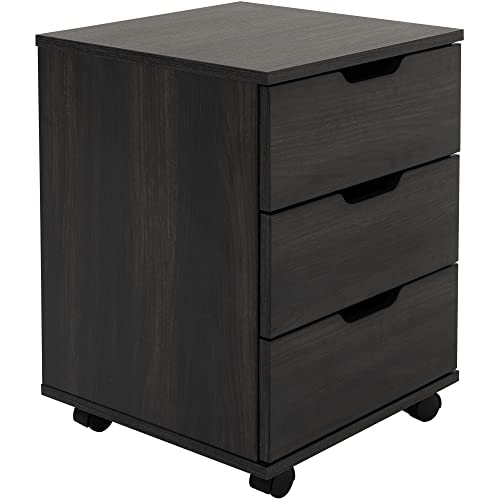 3 Drawer File Cabinet Drawers Chest, Wood Storage Cabinet With Wheels, Drawer Mobile File Cabinet Rolling File Pedestal Small Filing Cabinets For Home Office Bedroom Makeup Dresser By Soohow Walnut #TOP7