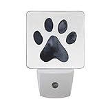 2 Pack Plug-in LED Night Light Lamp Black Dog Paw Print Printing with Dusk to Dawn Sensor for...