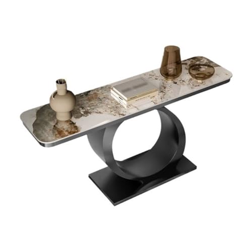 Console Table, Modern Faux Marble Console Table with Round Base
