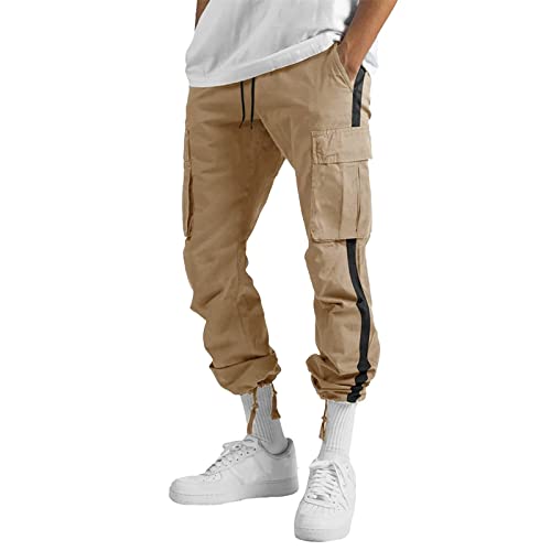 Track Pants Cargo Pants Drawstring Casual Hiking Joggers Athletic Trousers Cotton Loose Straight Sweatpants4