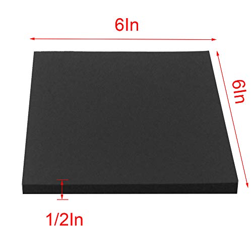 VUAOHIY Foam Sheets with Adhesive Backing Padding Neoprene Rubber Mat Closed Cell Sheet Anti-Slip Insulation Rubber Anti Vibration Square Pad (6" x 6" x 1/2", 8 Pcs)