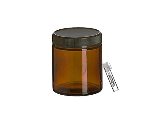 Perfume StudioÂ® Straight Sided 4oz Amber Glass Jar with Black BPA Free Ribbed Cap for Cosmetics Solutions; Plus a Pure Perfume Sample Vial