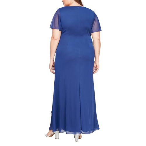 Image of Alex Evenings Women's Long Surplice Neckline Mother of The Bride Dress with Flutter Sleeve Dress (Plus Size)