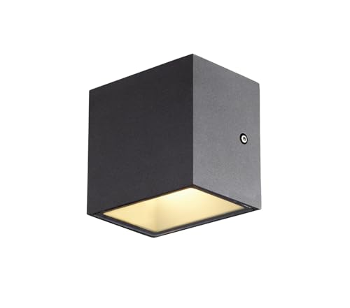 SLV 1002032 Applique SITRE Cube WL/Éclairage pour Murs, allées, entrées, Spot LED saillie d'extérieur, Lampe de jardin/IP44 3000K 10W 1120 560lm Anthracite 105 degrés, Aluminium, 10 W