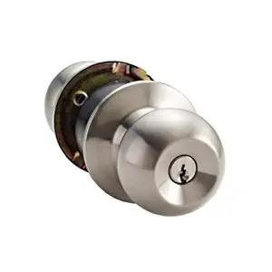 Vijayan Stainless Steel 202 Grade Cylindrical Latch Tubulor Door Lock with 3 Keys Silver Finish