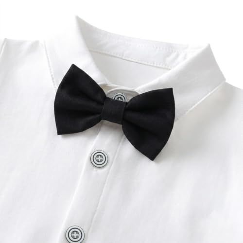 Image of Dressy Daisy Baby Boy 5 Piece Formal Suit Set for Wedding and Birthday | Vest, Shirt, Pants, Bow Tie, Boutonniere, Christening, Holiday Photoshoot Outfit