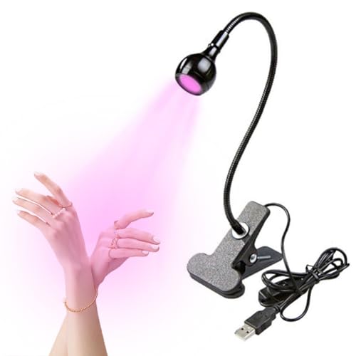 lampe uv sèche ongles 3W, lampe USB ajustable et clip, Noir