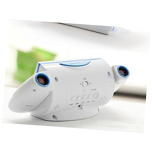 Ciieeo Battery-Powered Projection Alarm Clock Voice Control and Temperature Lens Rotating White Blue Snooze Function Led Backlight