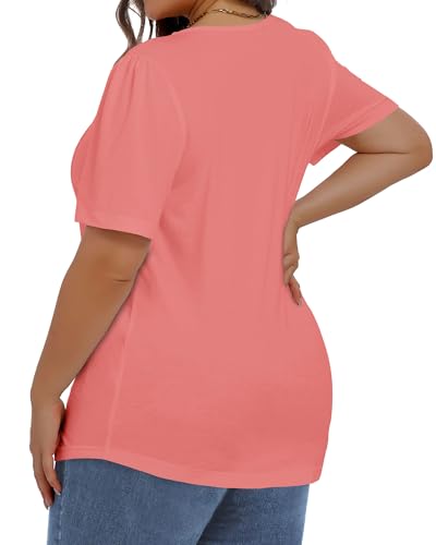 Image of Plus Size Tops for Women Pleated Summer Top Trendy Short Sleeve Shirts Casual Basic Tee Crew Neck Blouses 2026