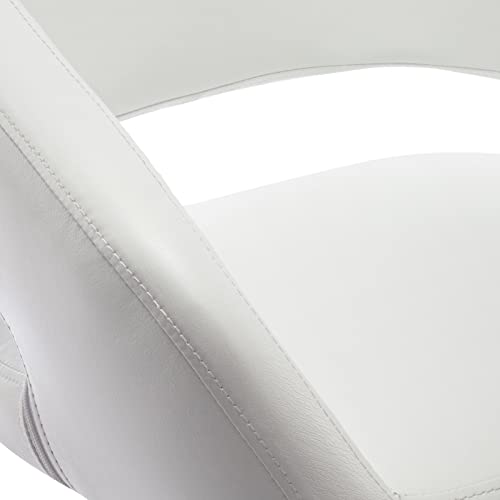 Image of PU Leather Adjustable Swivel Counter Height Bar Stool, White, Black Base
