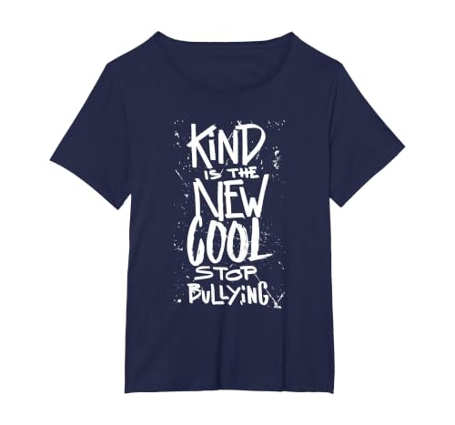 Kind is the new Cool - Stop Bullying - Anti Bully Kindness T-Shirt, Women's Plus, Navy Blue, 3X
