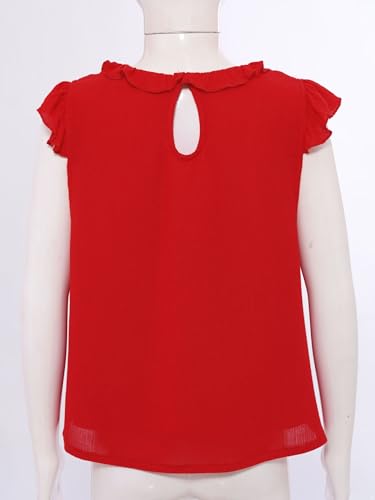 Kids Girls Summer Ruffle Sleeve Shirt Frill Crewneck Tee Tops Casual Cute Blouse4