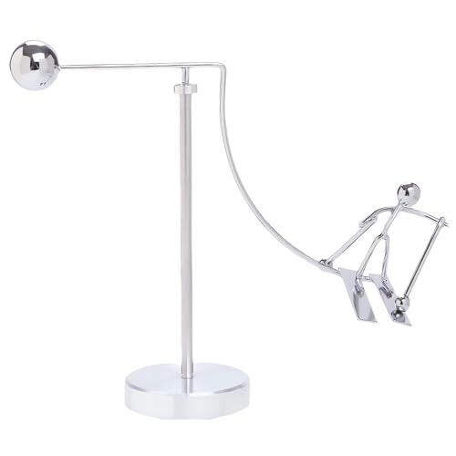 The Fisherman Balancing Sculpture Large Metal Kinetic Art Desk Office Physics Science Decor Cool Items Desktop Gadgets Accessories Perpetual Motion Statue Men Funny Fishing Figurine Gifts (Skiing)