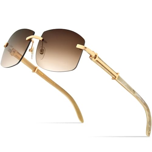 Lunettes femmes carrées sans monture bois lunettes de soleil hommes luxe MUTYNE