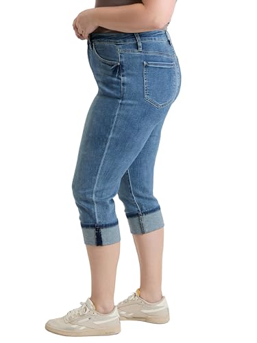 Royalty For Me Womens Women's Plus High Rise Premium Stretch Cuff Essential Capri, Xc1219602