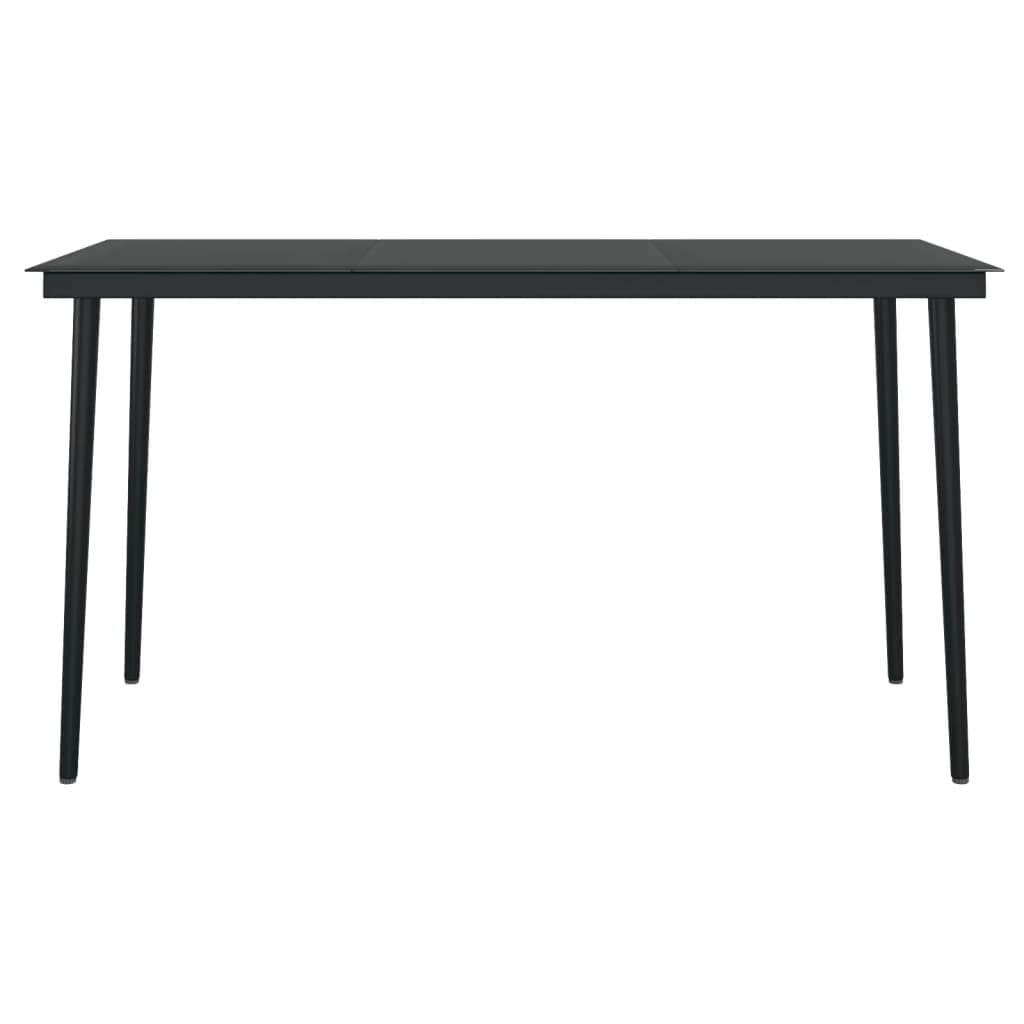 Juego de 3 muebles de jardín con cojines negros, juego de mesa de comedor al aire libre para patio y jardín, con cojines de fácil cuidado y sillas ajustables